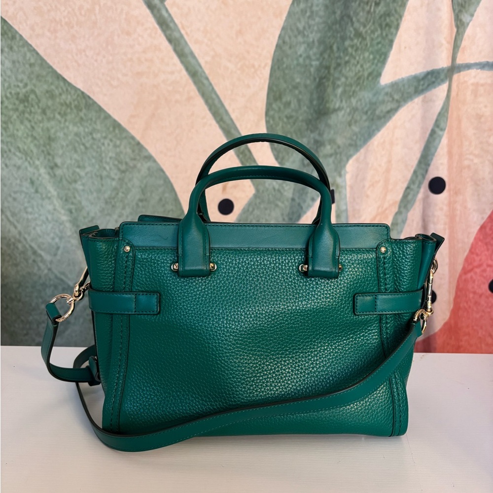 New Coach Teal Leather Satchel - Picture 2 of 7